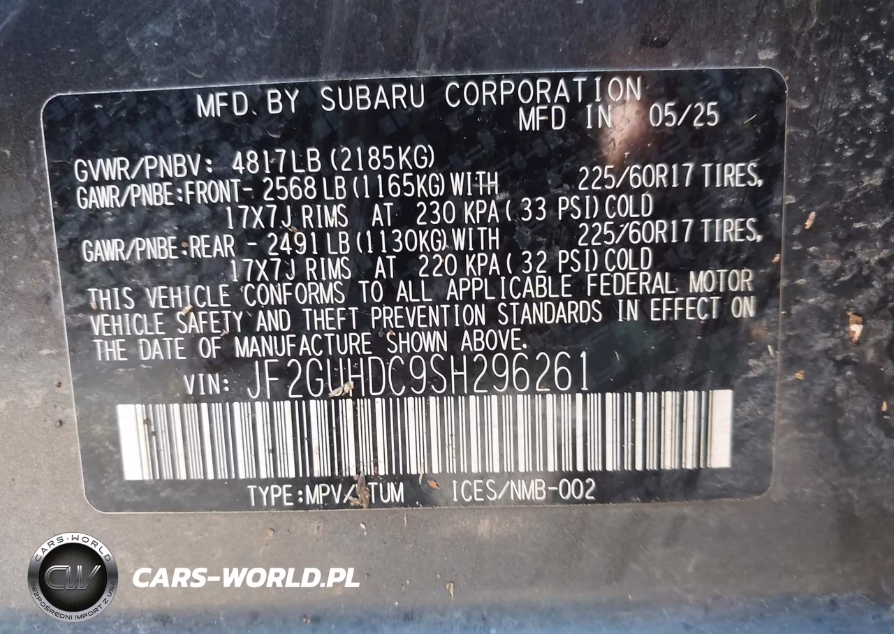 2025 Subaru Crosstrek Premium VIN:JF2GUHDC9SH296261 - 9