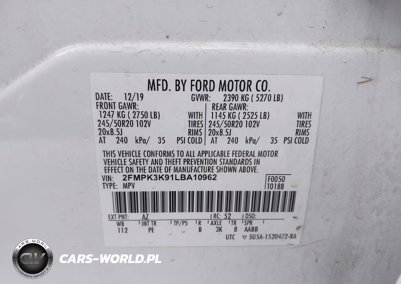 2020 Ford Edge Titanium VIN:2FMPK3K91LBA10962 - 9