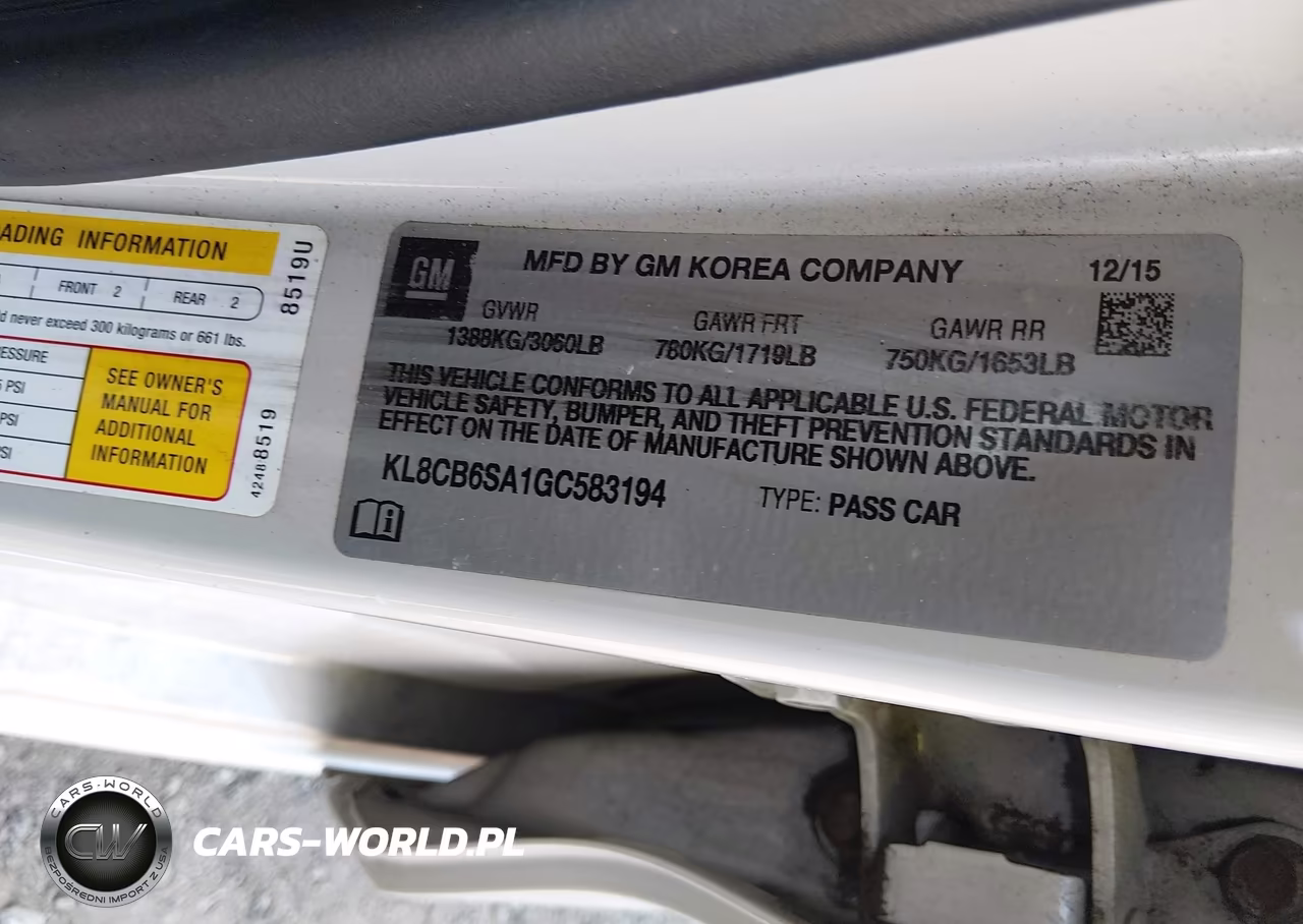 2016 Chevrolet Spark Ls Cvt VIN:KL8CB6SA1GC583194 - 9