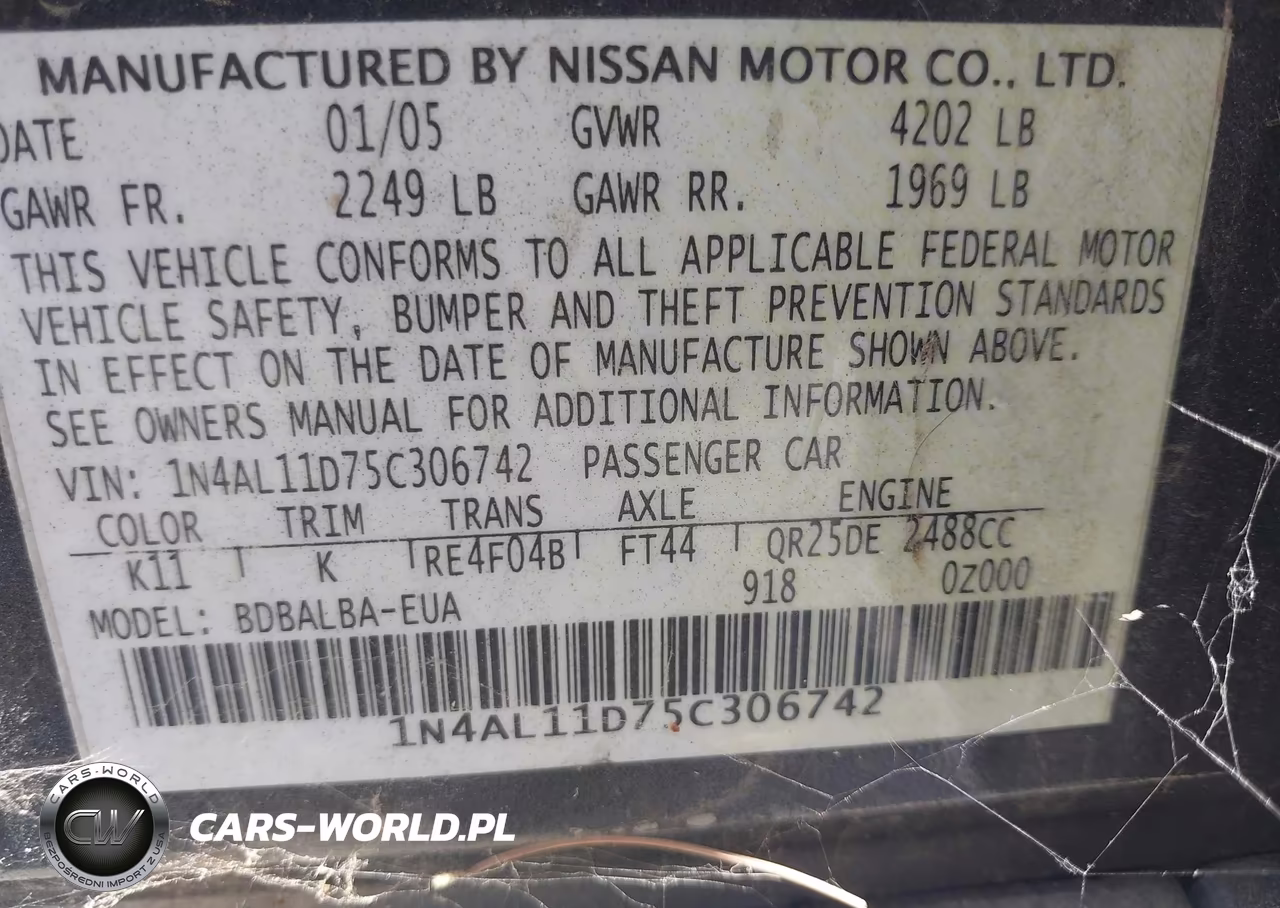 2005 Nissan Altima VIN:IN4AL11D75C306742 - 9
