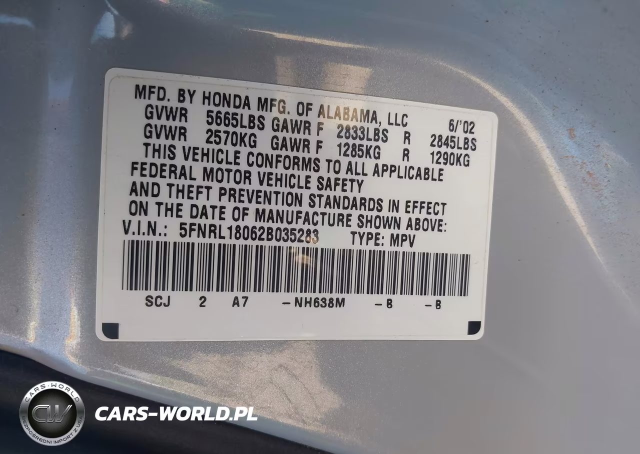 2002 Honda Odyssey Ex-L VIN:5FNRL18062B035283 - 9