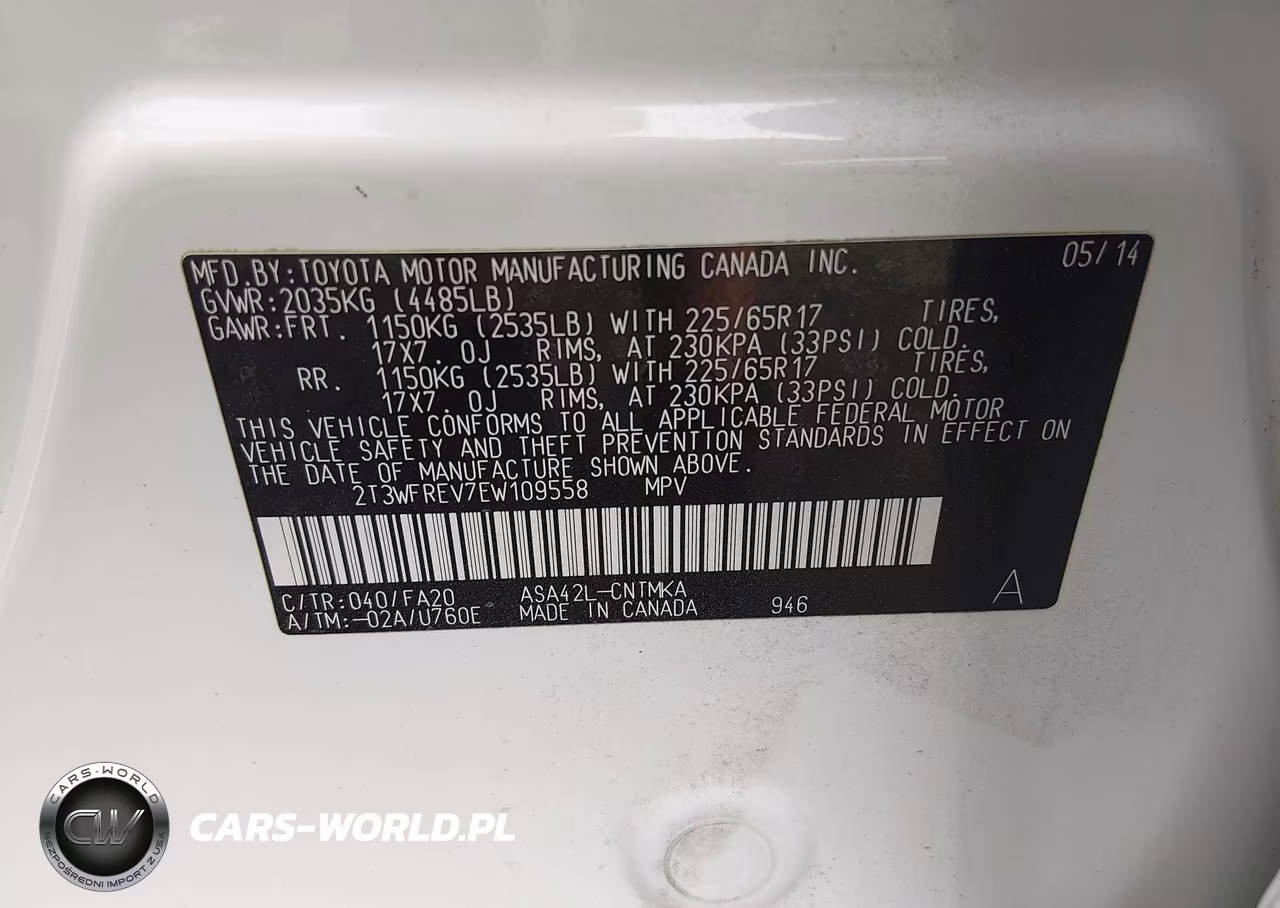 2014 Toyota Rav4 Xle VIN:2T3WFREV7EW109558 - 9
