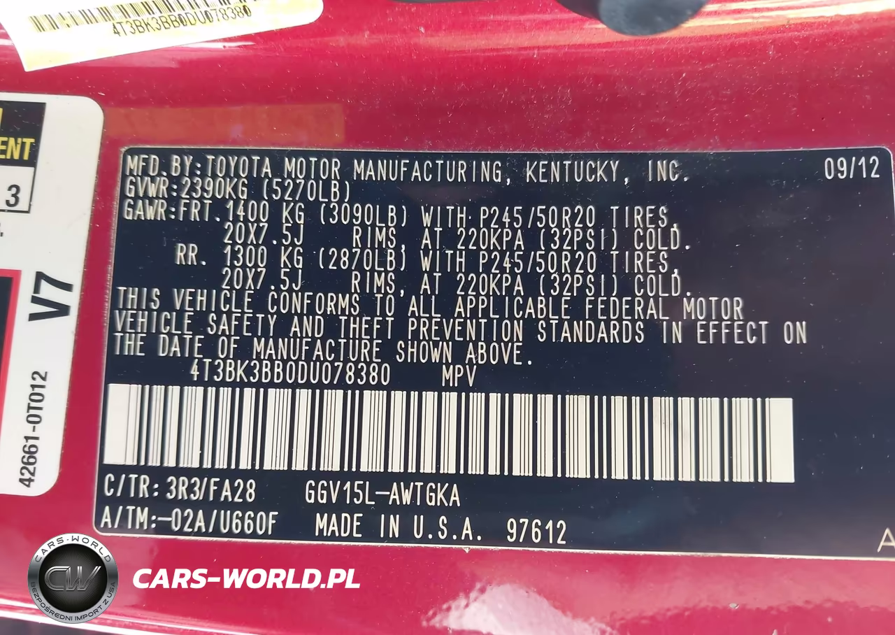 2013 Toyota Venza Le V6 VIN:4T3BK3BB0DU078380 - 9
