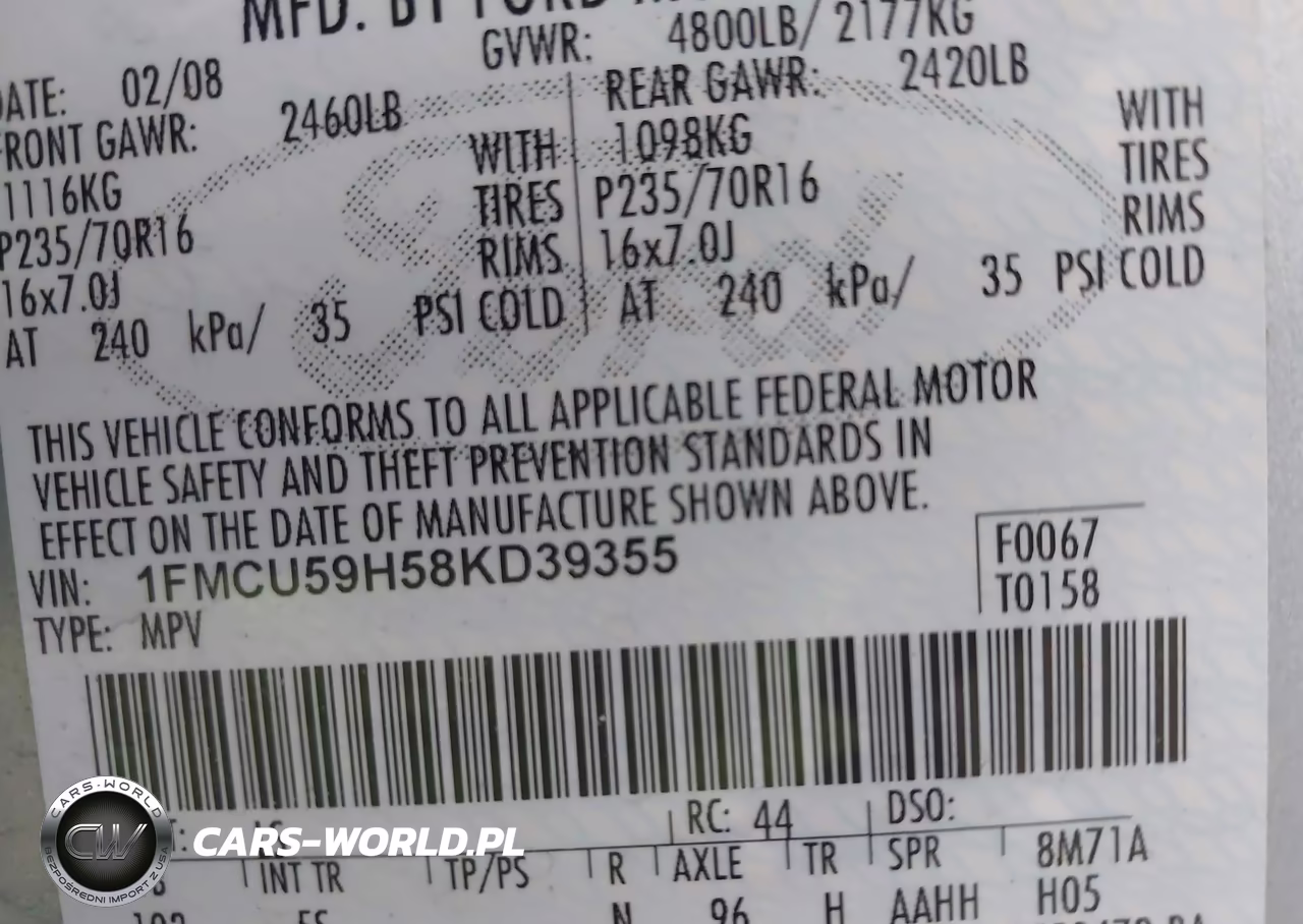 2008 Ford Escape Hybrid VIN:1FMCU59H58KD39355 - 9