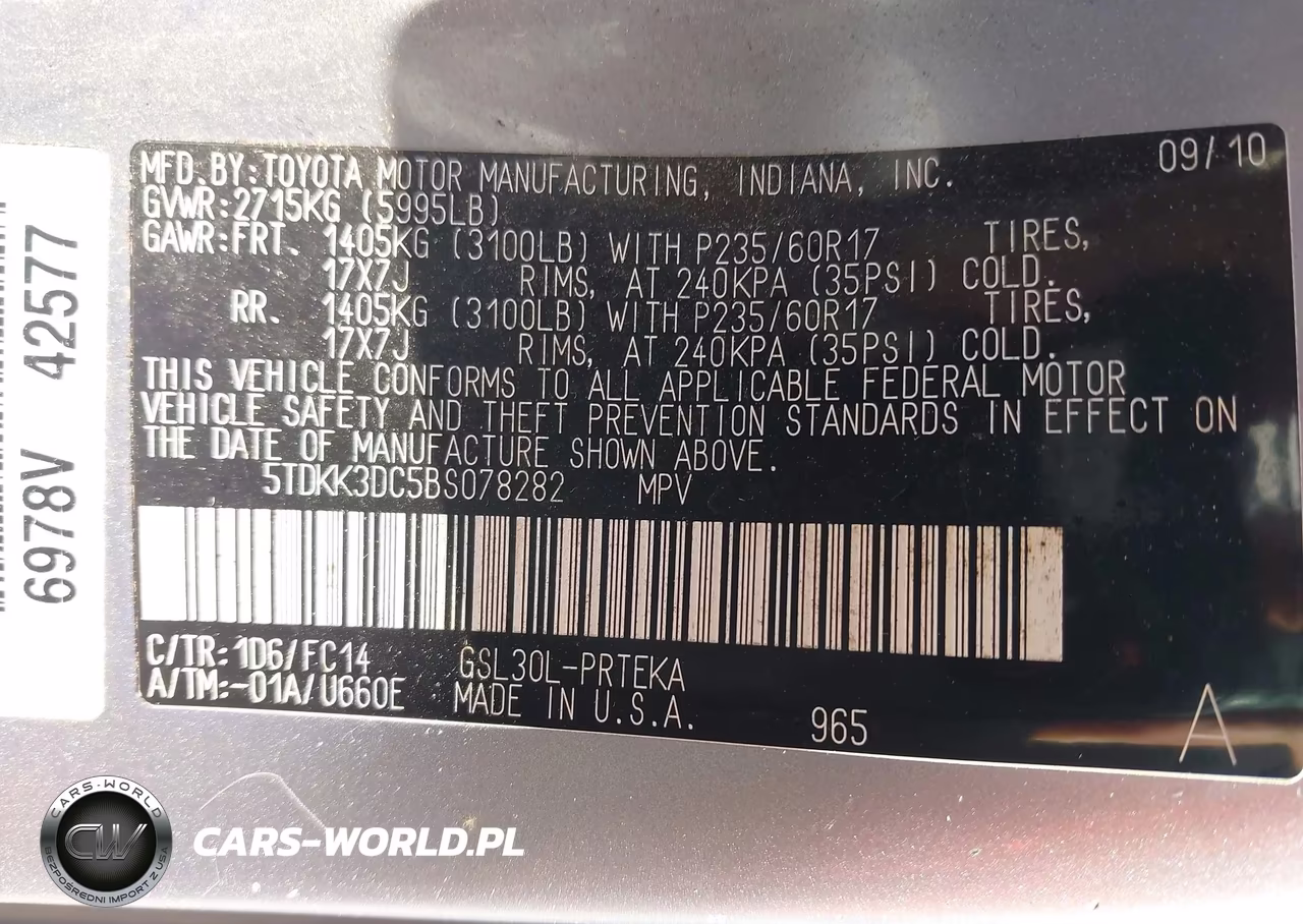2011 Toyota Sienna Le V6 VIN:5TDKK3DC5BS078282 - 9