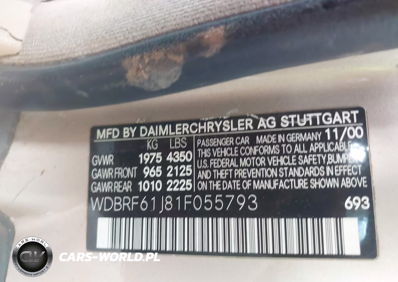 2001 Mercedes-Benz C 240 VIN:WDBRF61J81F055793 - 9