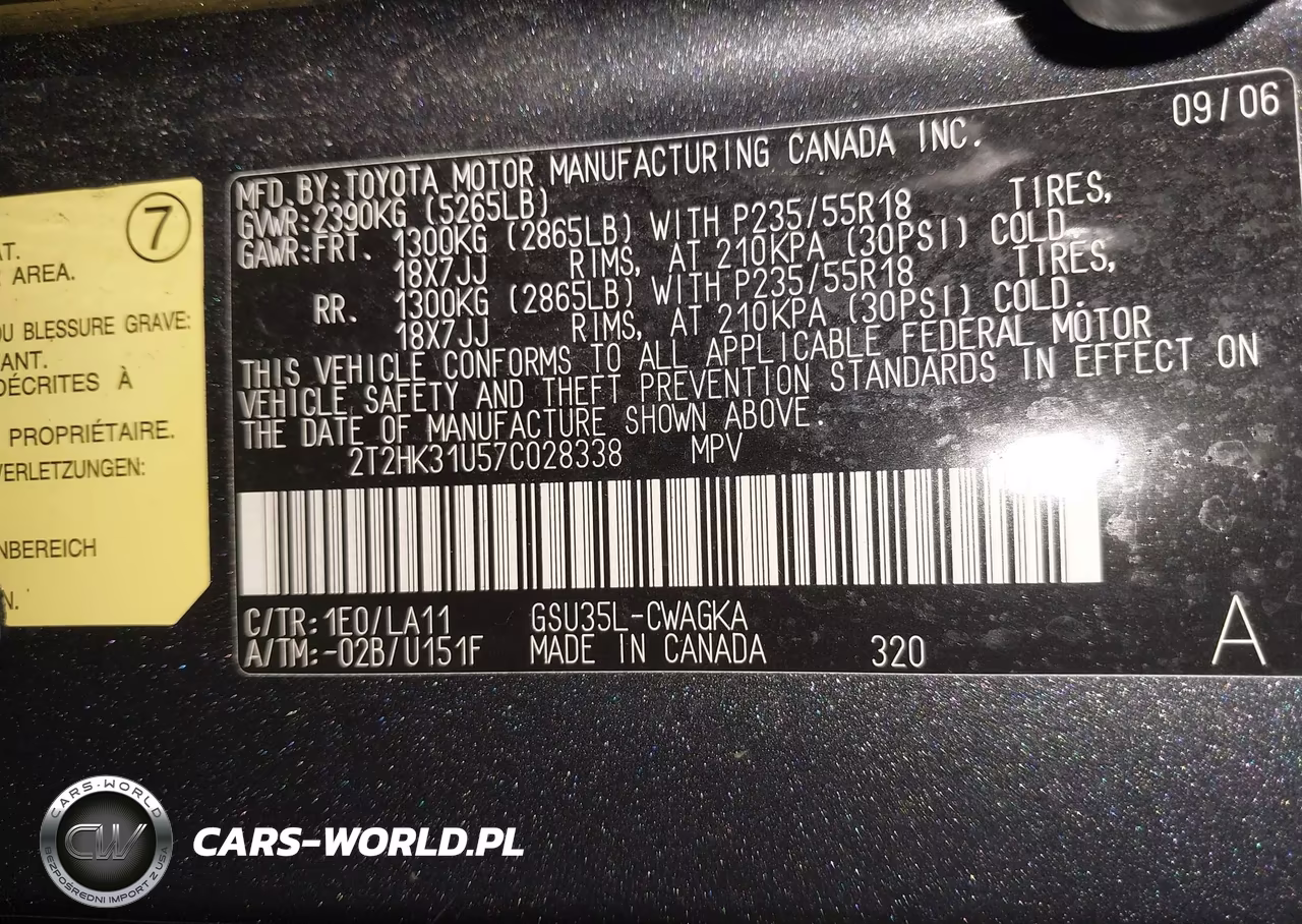 2007 Lexus Rx 350 VIN:2T2HK31U57C028338 - 9