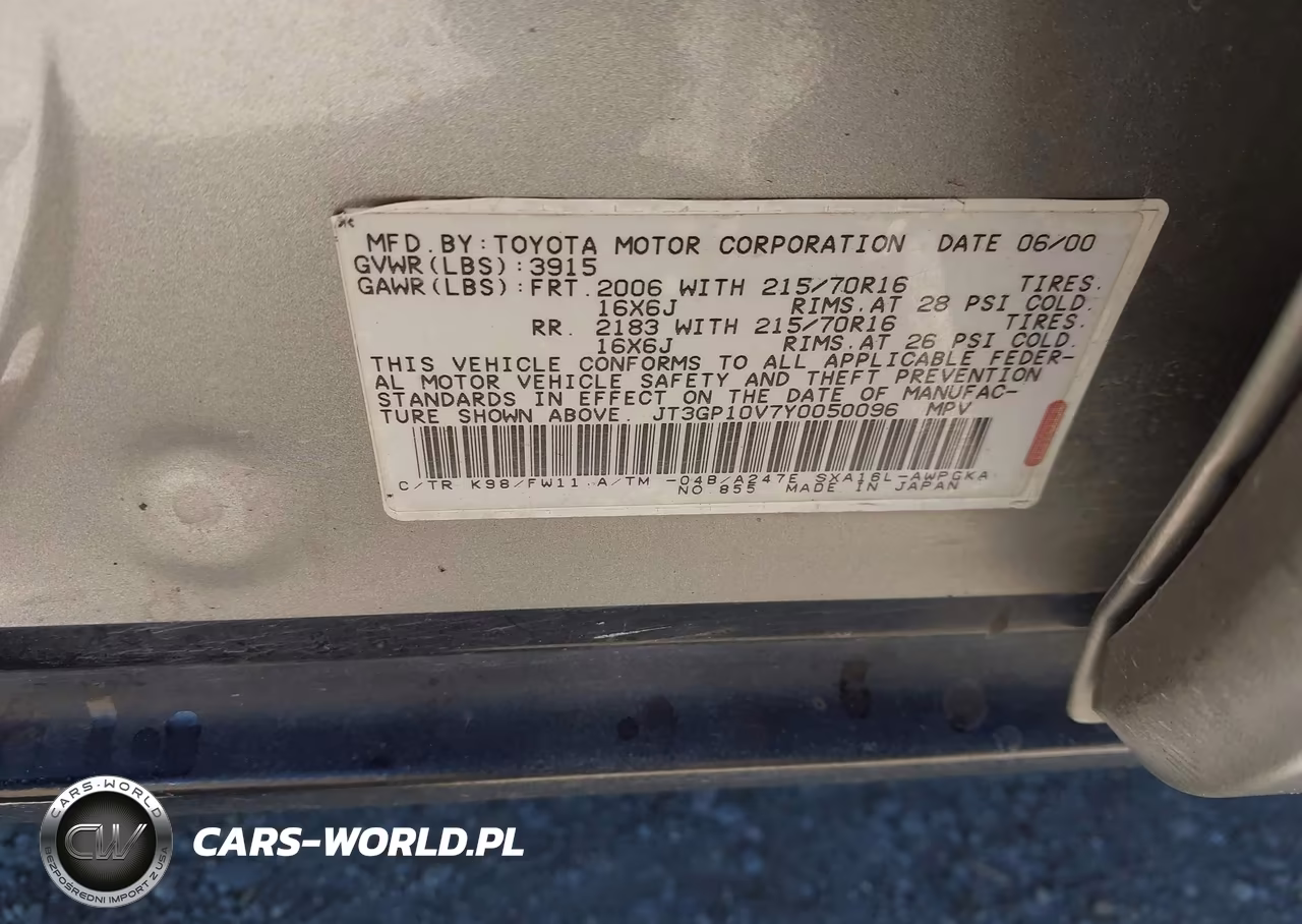 2000 Toyota Rav4 VIN:JT3GP10V7Y0050096 - 9