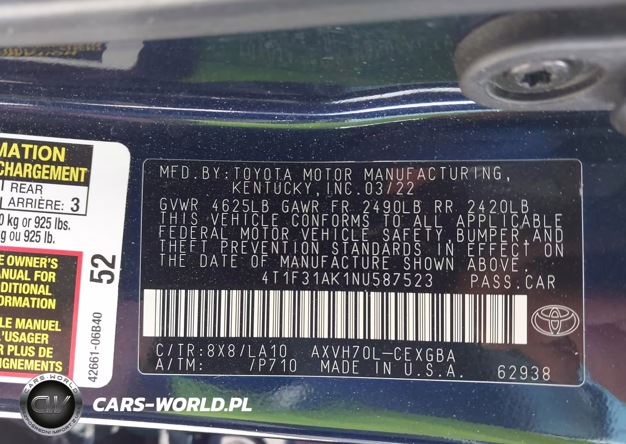 2022 Toyota Camry Xle Hybrid VIN:4T1F31AK1NU587523 - 9