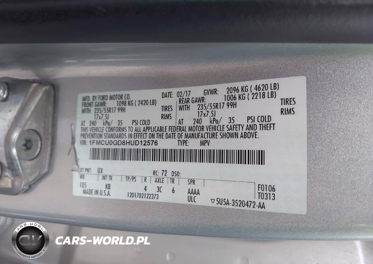 2017 Ford Escape Se VIN:1FMCU0GD8HUD12576 - 9