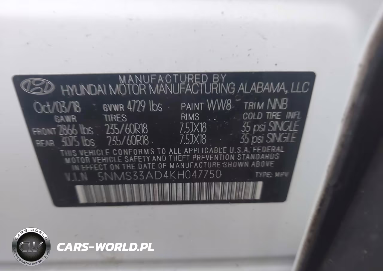 2019 Hyundai Santa Fe Sel Plus VIN:5NMS33AD4KH047750 - 9