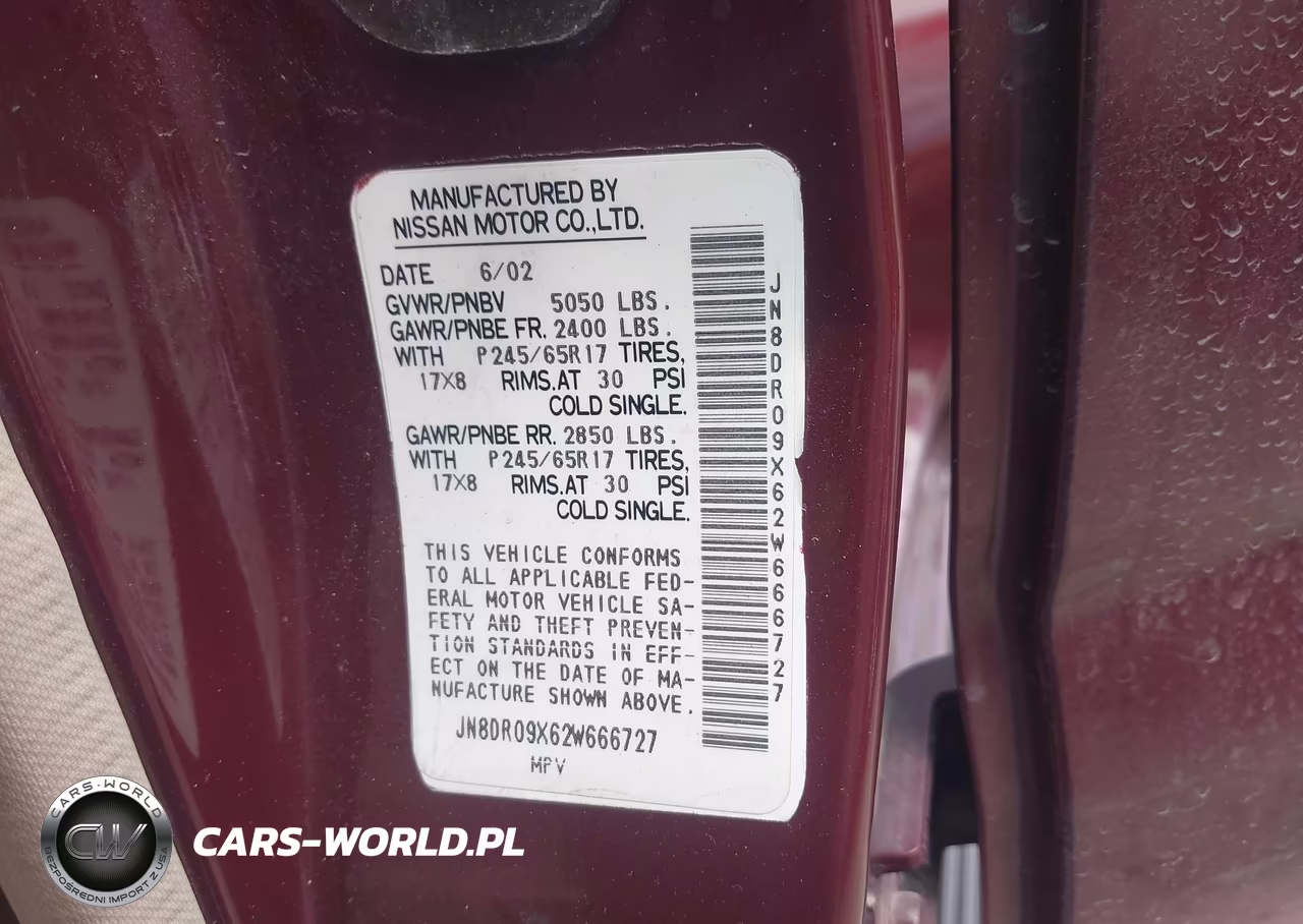 2002 Nissan Pathfinder Le VIN:JN8DR09X62W666727 - 9