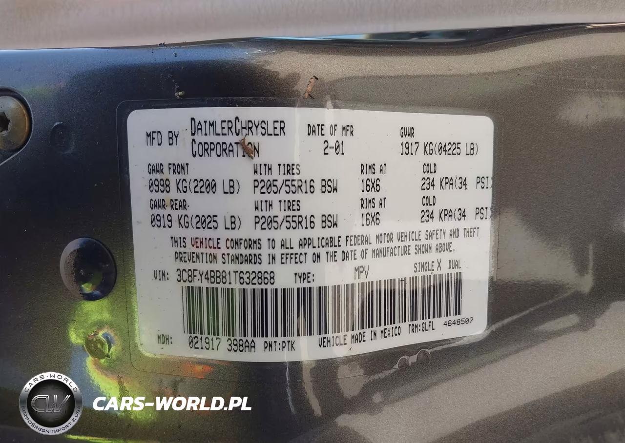 2001 Chrysler Pt Cruiser VIN:3C8FY4BB81T632868 - 9