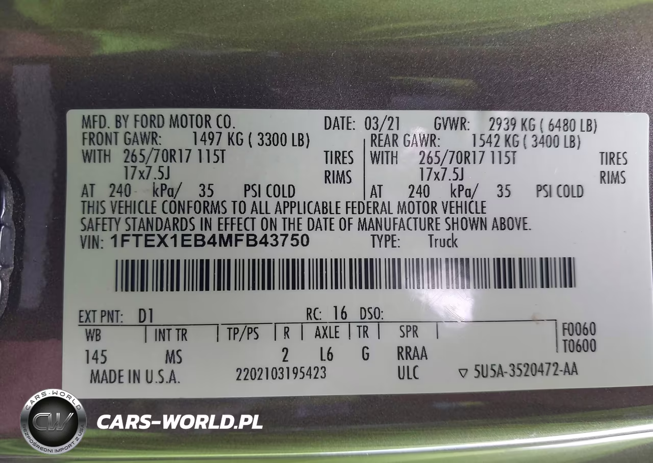 2021 Ford F-150 Xlt VIN:1FTEX1EB4MFB43750 - 9