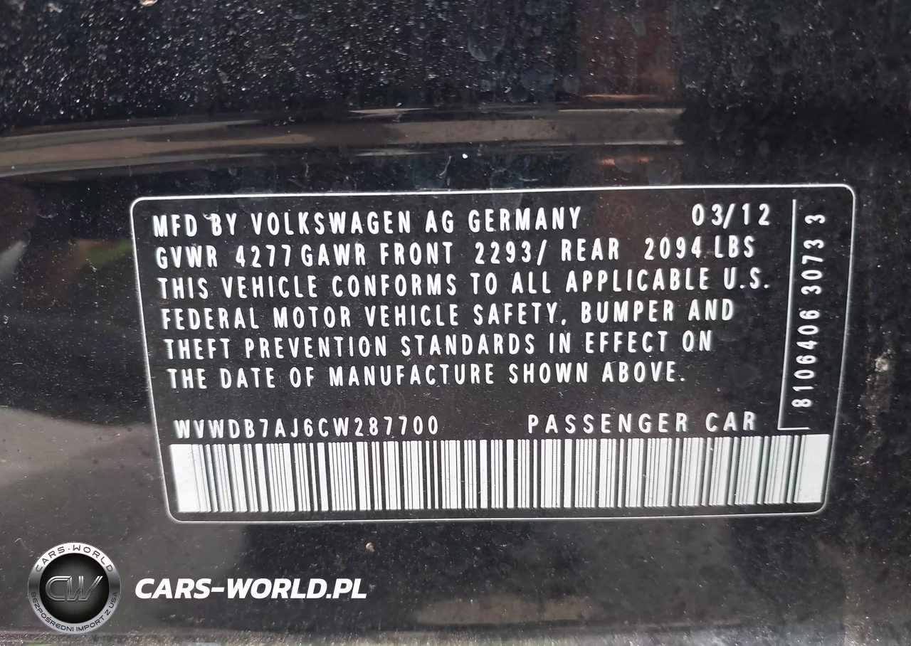 2012 Volkswagen Golf 2.5L 4-Door VIN:WVWDB7AJ6CW287700 - 9
