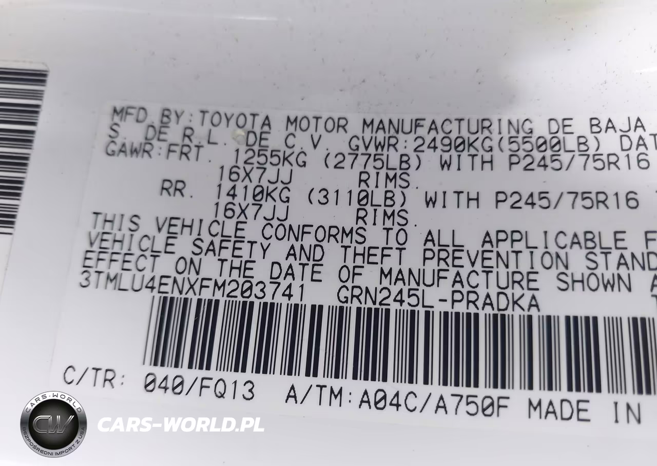 2015 Toyota Tacoma Base V6 VIN:3TMLU4ENXFM203741 - 9