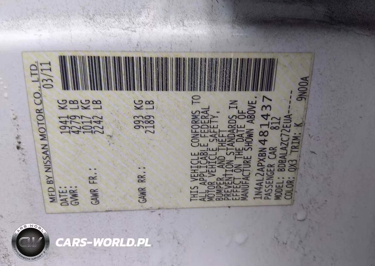2011 Nissan Altima 2.5 VIN:1N4AL2APXBN481437 - 9