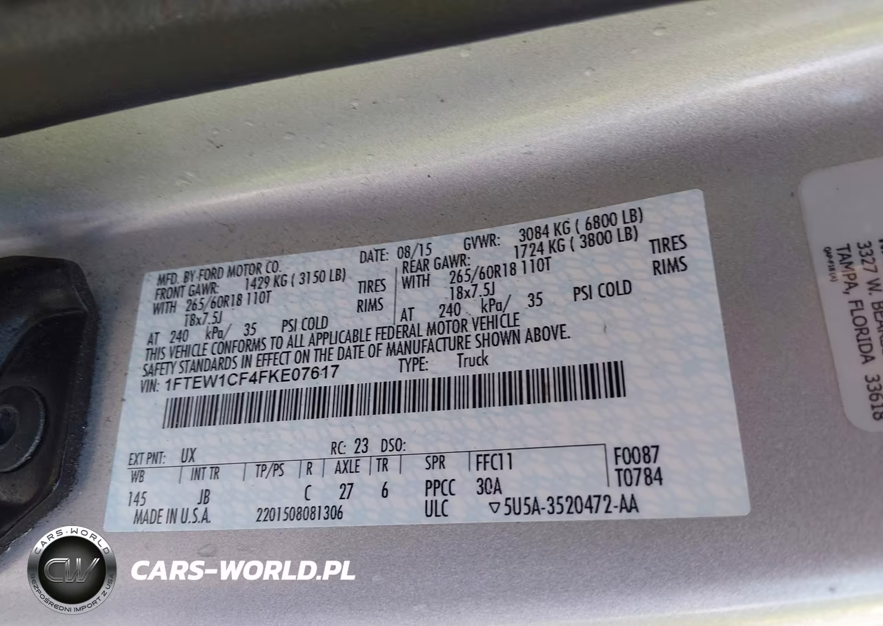 2015 Ford F-150 Xlt VIN:1FTEW1CF4FKE07617 - 9