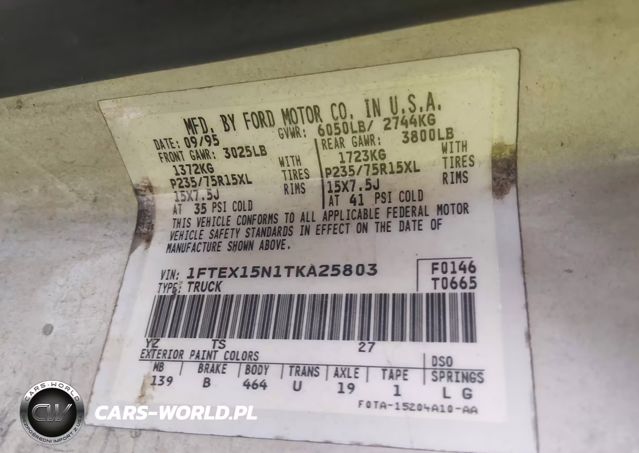 1996 Ford F150 VIN:1FTEX15N1TKA25803 - 9