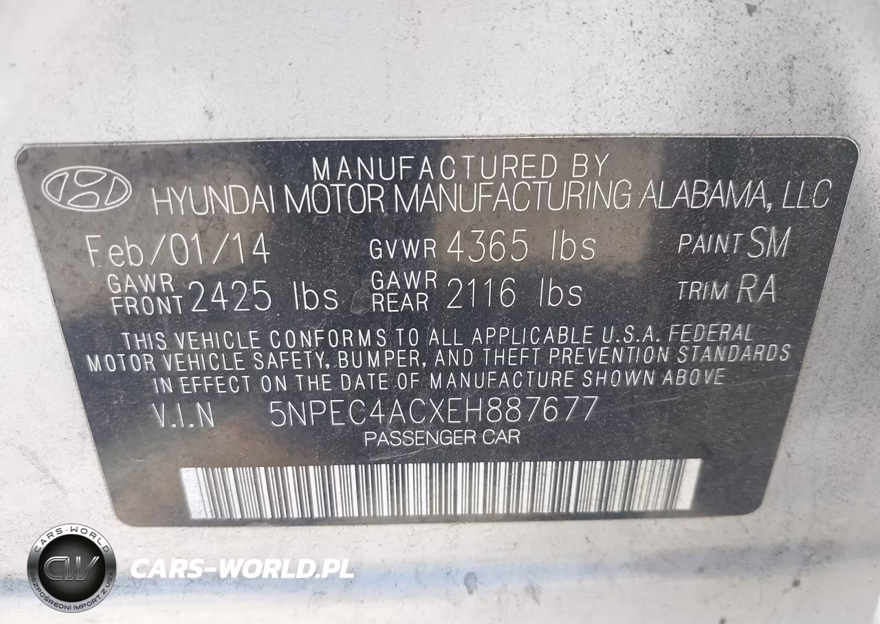 2014 Hyundai Sonata Se VIN:5NPEC4ACXEH887677 - 9