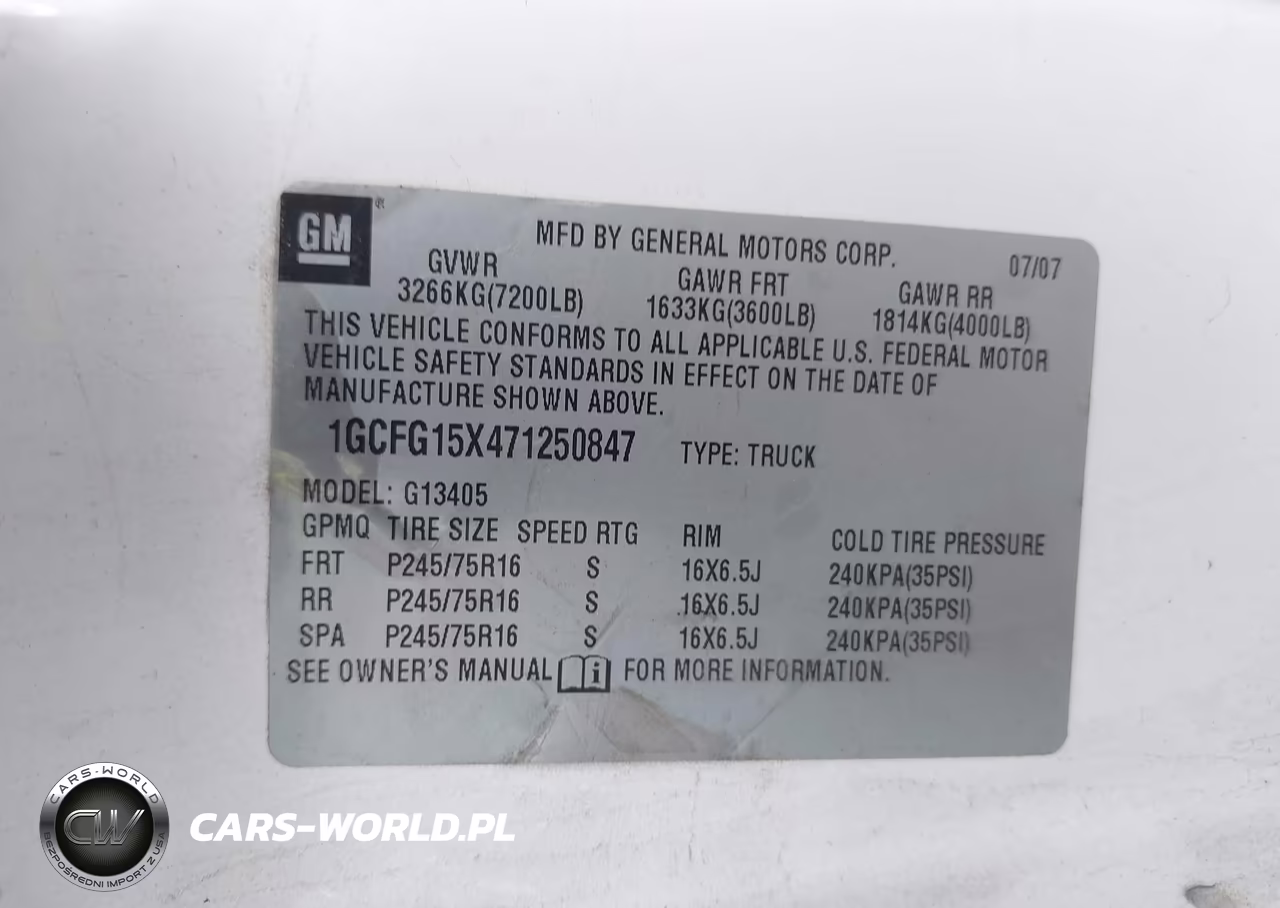 2007 Chevrolet Express Work Van VIN:1GCFG15X471250847 - 9
