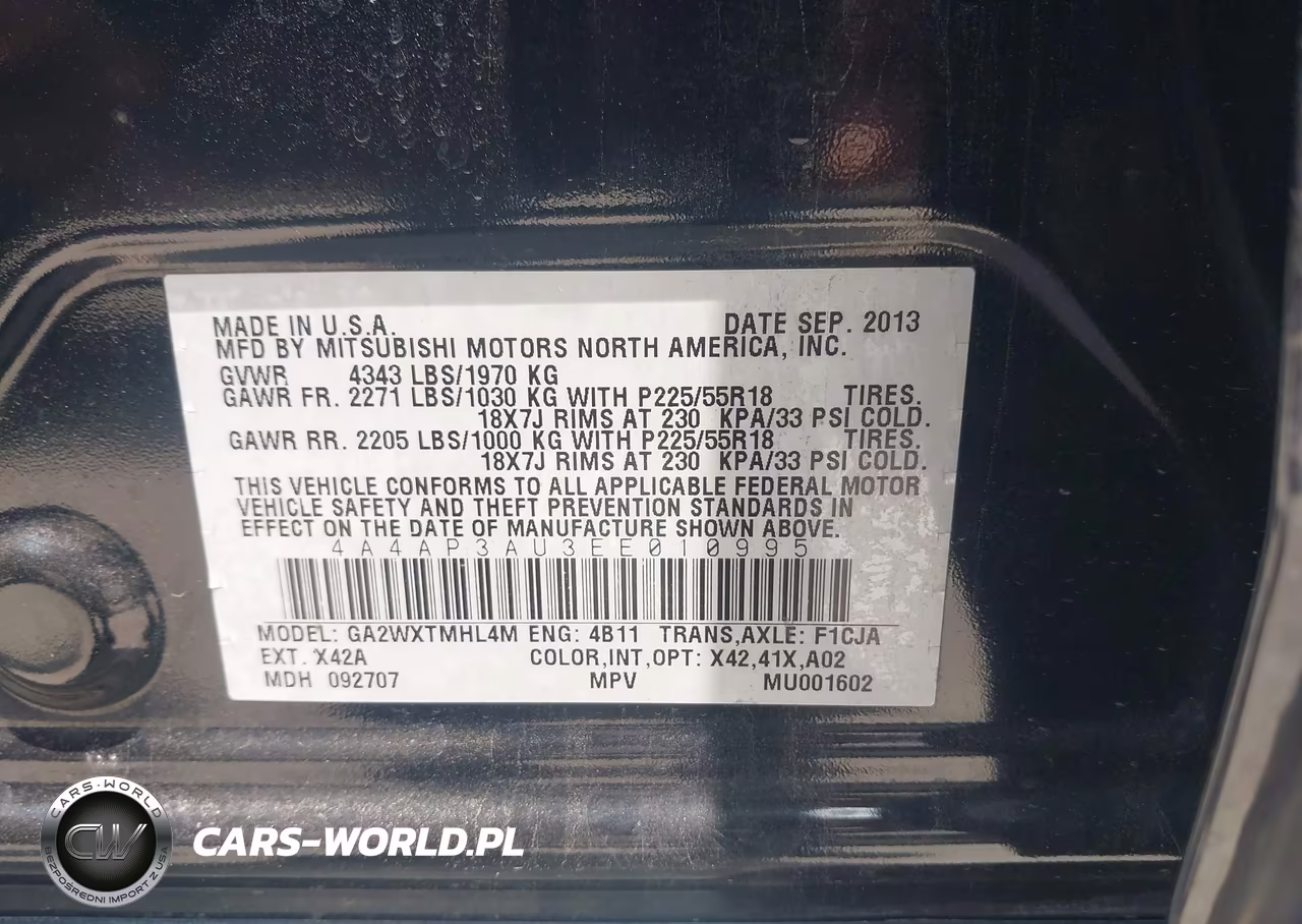 2014 Mitsubishi Outlander Sport Es VIN:4A4AP3AU3EE010995 - 9