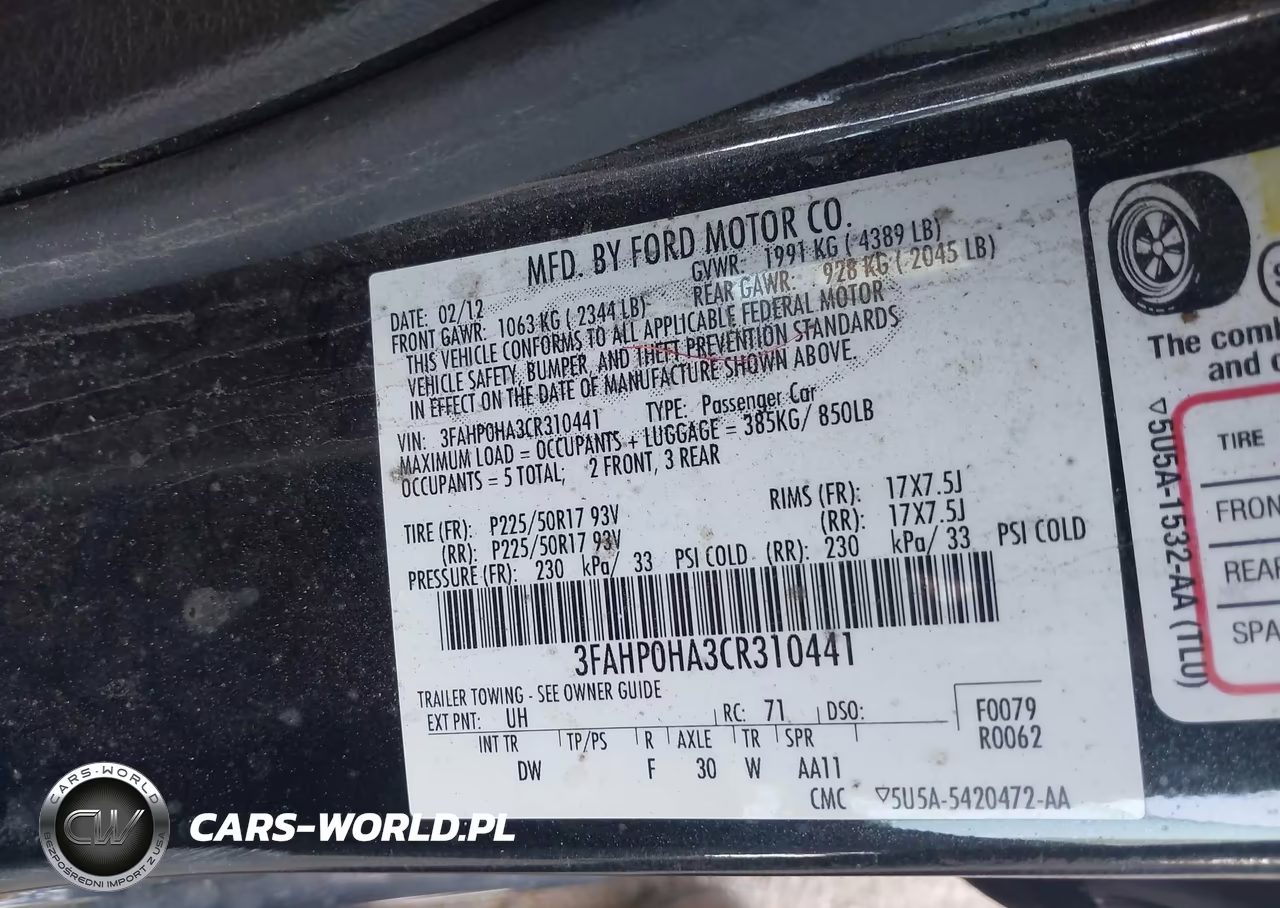 2012 Ford Fusion Se VIN:3FAHP0HA3CR310441 - 9