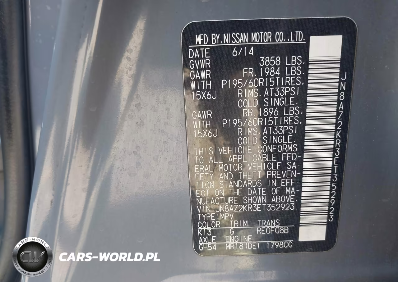 2014 Nissan Cube 1.8 S VIN:JN8AZ2KR3ET352923 - 9