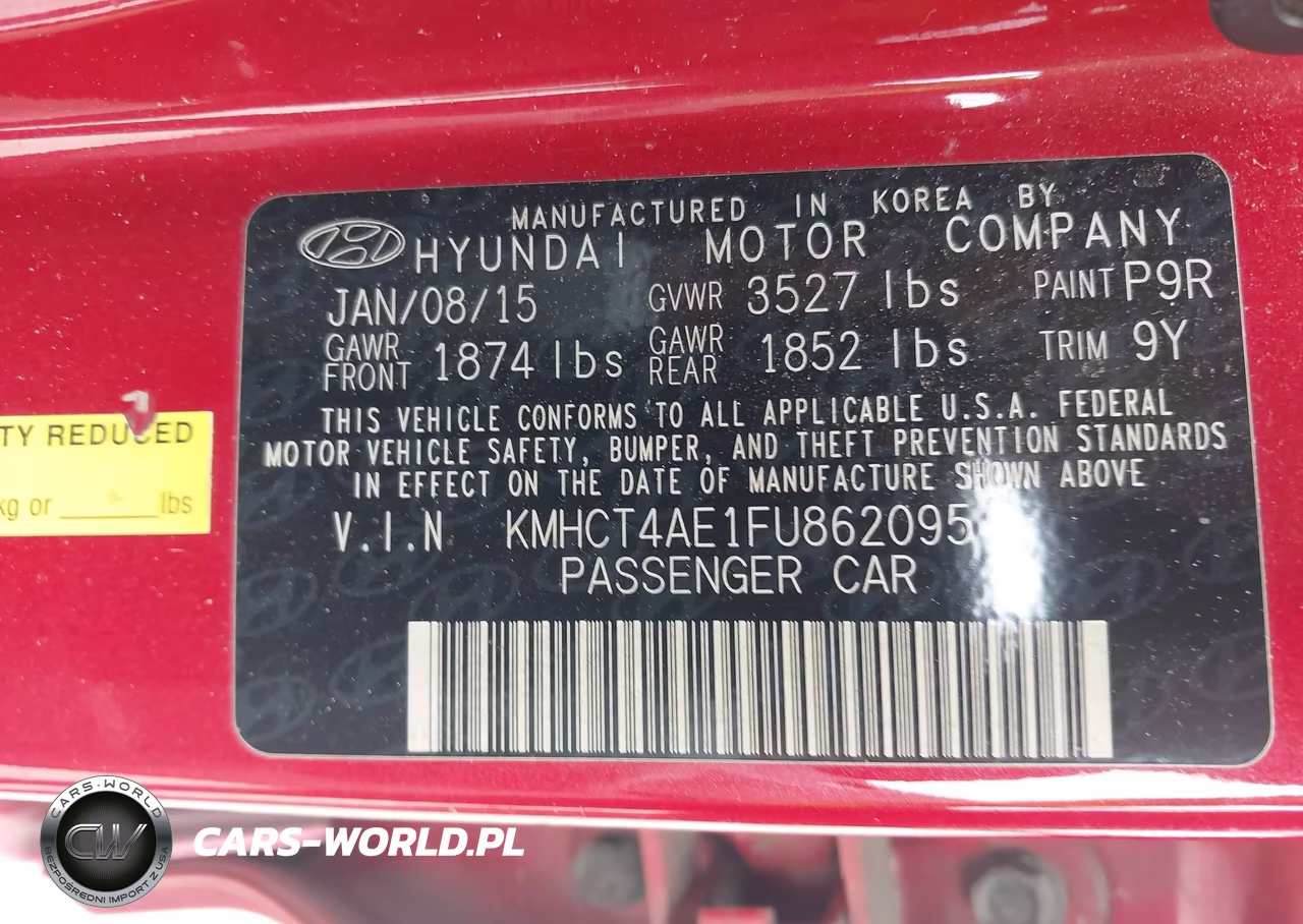 2015 Hyundai Accent Gls VIN:KMHCT4AE1FU862095 - 9