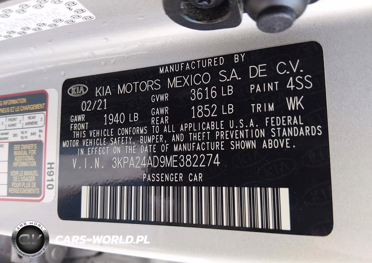 2021 Kia Rio Lx VIN:3KPA24AD9ME382274 - 9