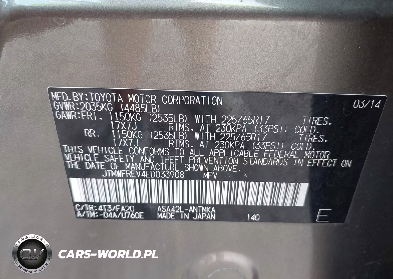 2014 Toyota Rav4 Xle VIN:JTMWFREV4ED033908 - 9