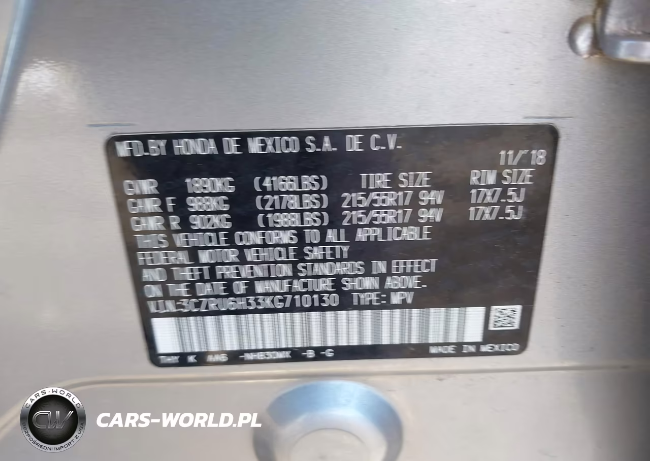 2019 Honda Hr-V Lx VIN:3CZRU6H33KG710130 - 9