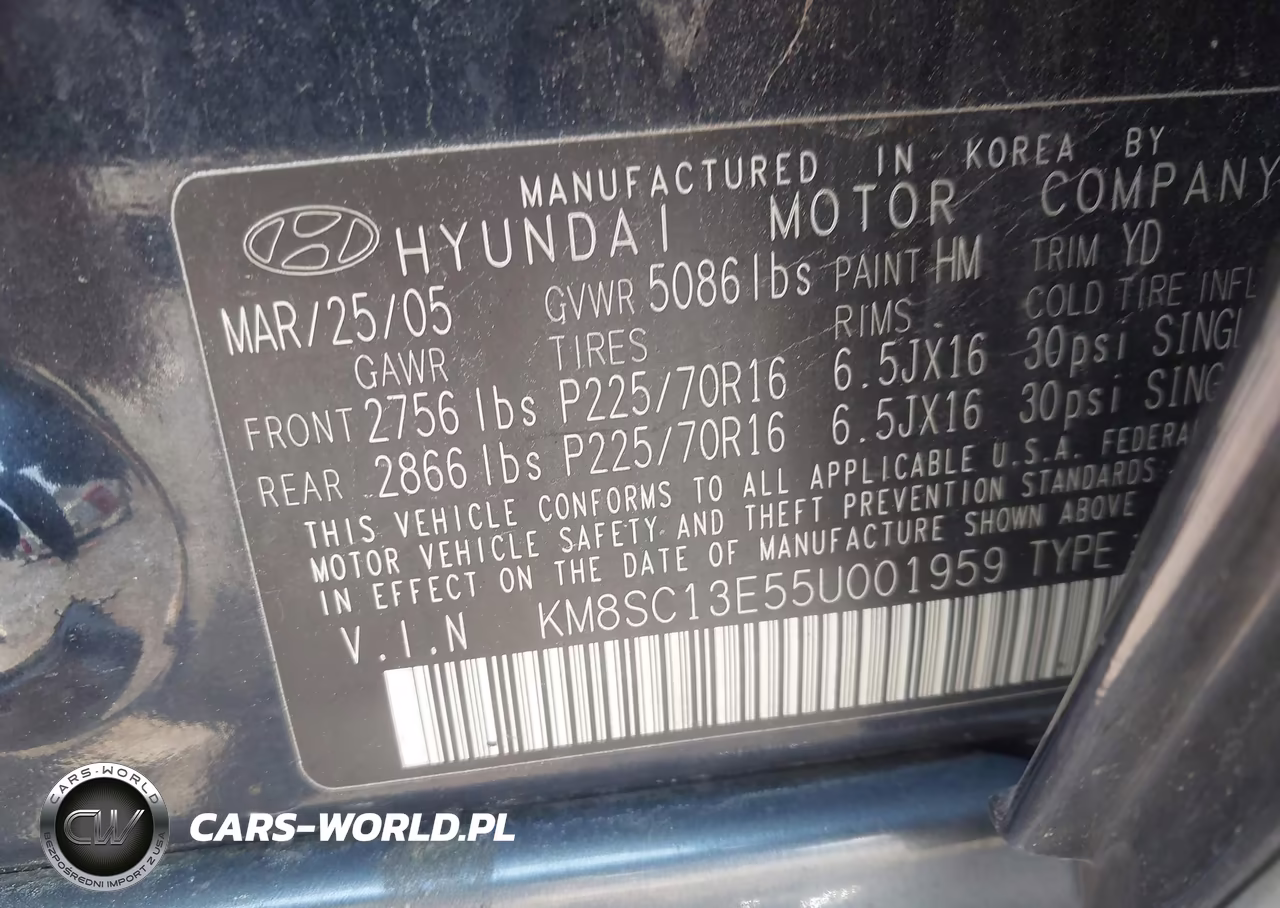 2005 Hyundai Santa Fe Gls-Lx VIN:KM8SC13E55U001959 - 9