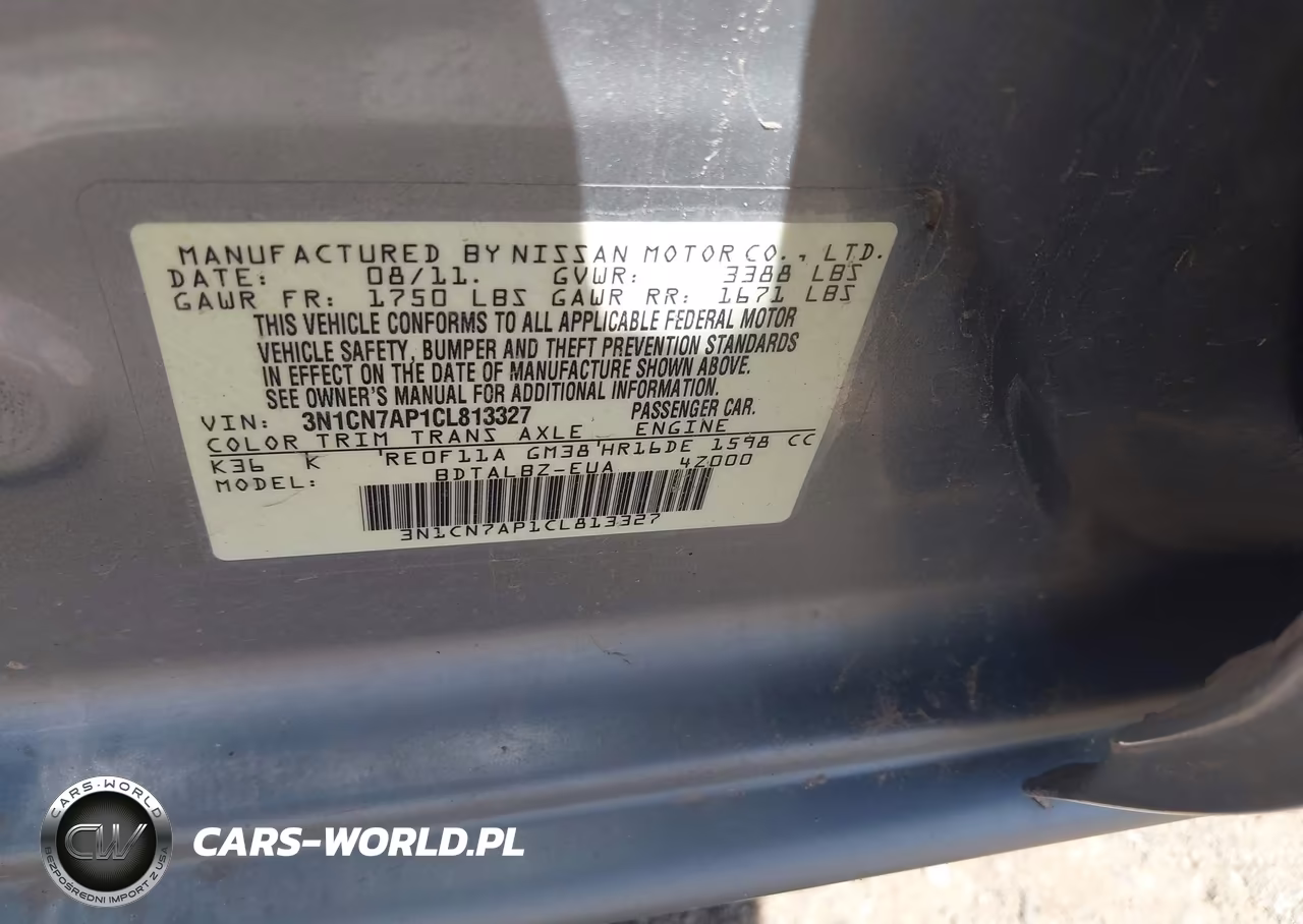 2012 Nissan Versa 1.6 Sv VIN:3N1CN7AP1CL813327 - 9