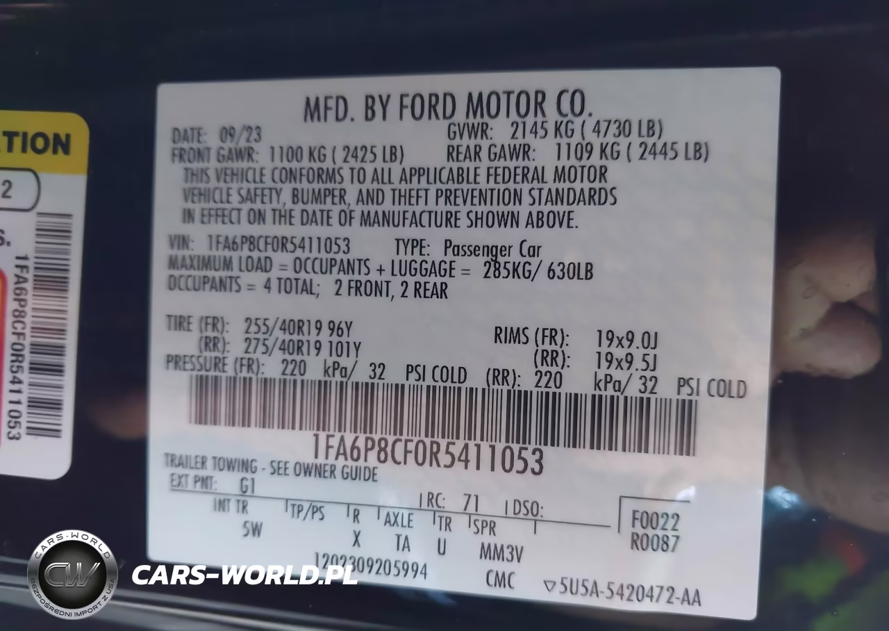 2024 Ford Mustang Gt Premium Fastback VIN:1FA6P8CF0R5411053 - 9