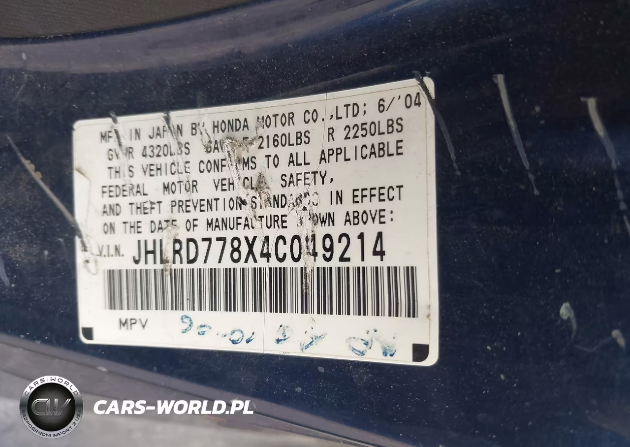 2004 Honda Cr-V Ex VIN:JHLRD778X4C049214 - 9