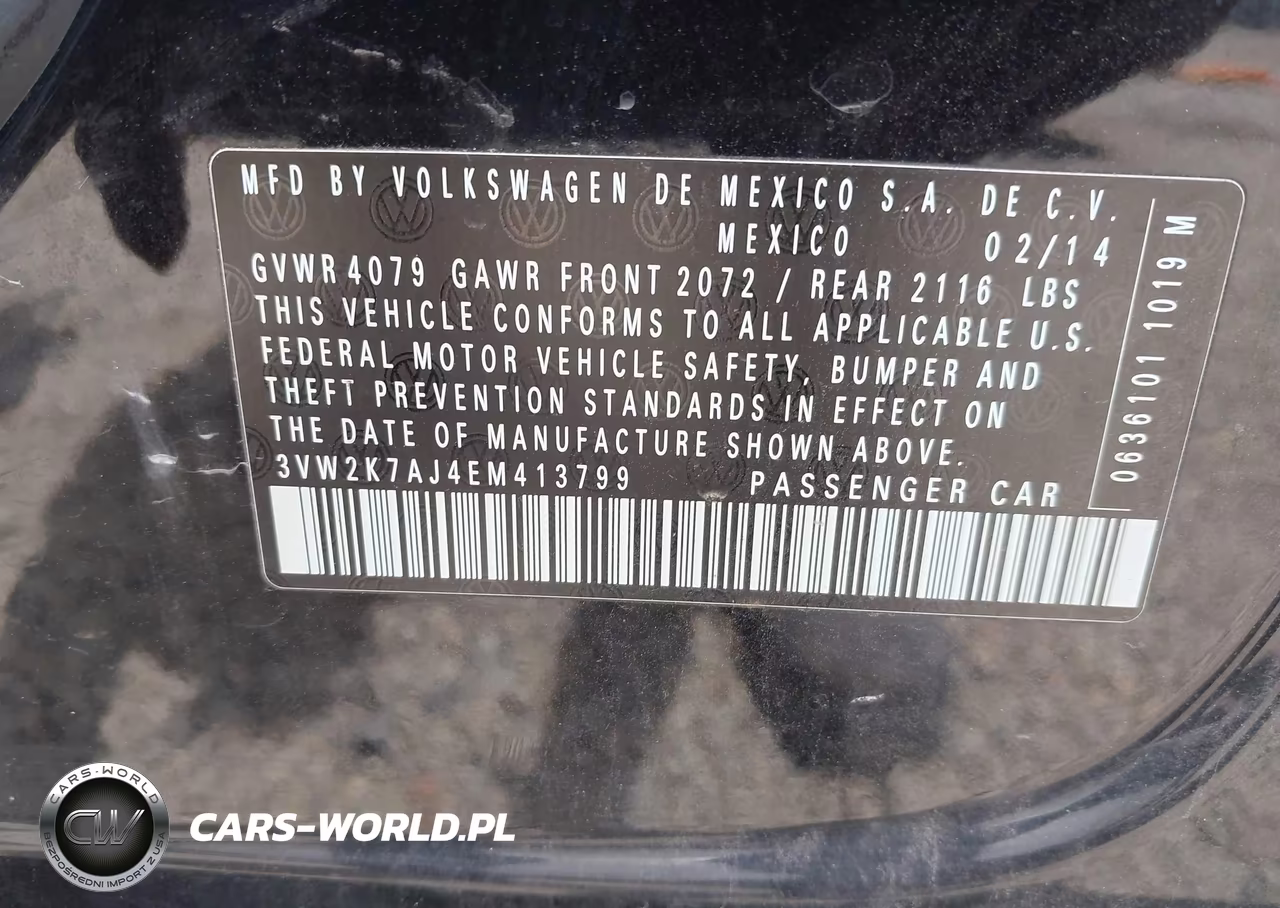 2014 Volkswagen Jetta 2.0L S VIN:3VW2K7AJ4EM413799 - 9