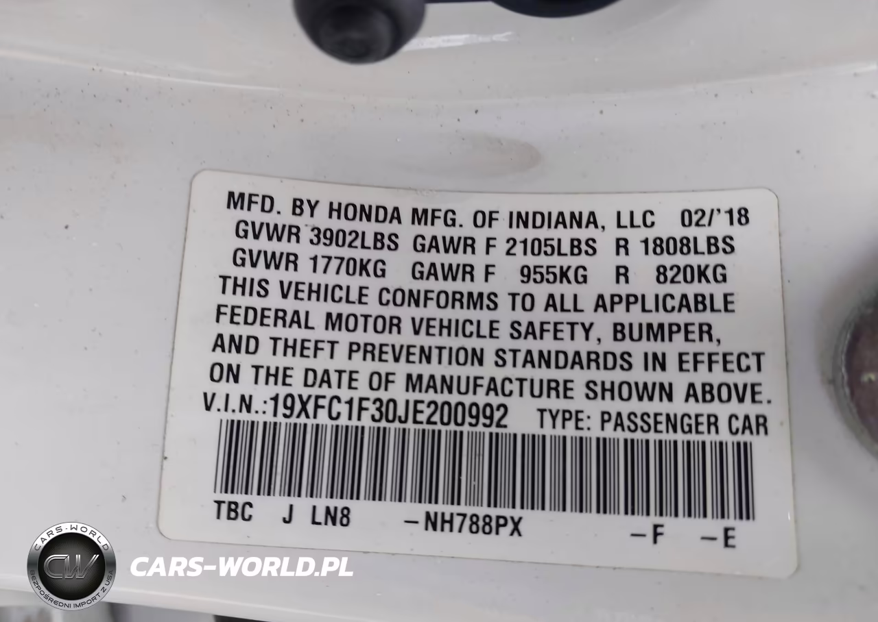 2018 Honda Civic Ex-T VIN:19XFC1F30JE200992 - 9