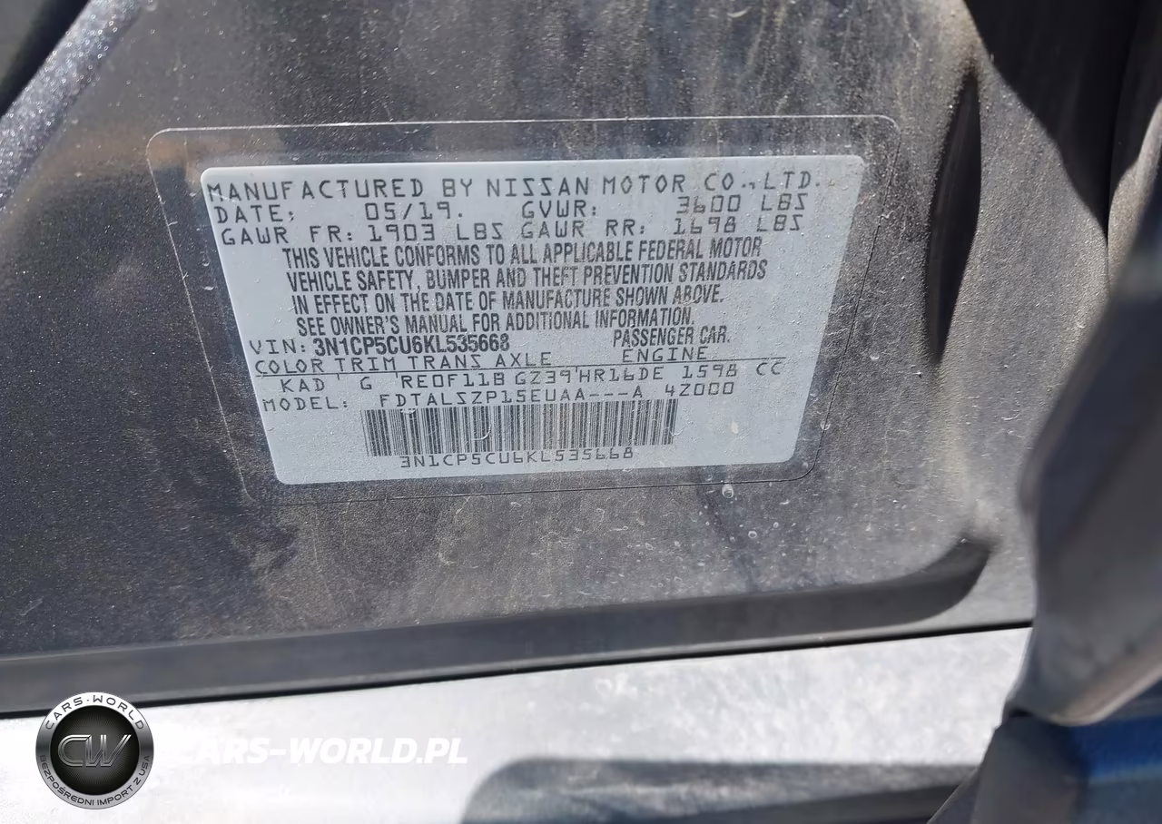 2019 Nissan Kicks Sv VIN:3N1CP5CU6KL535668 - 9