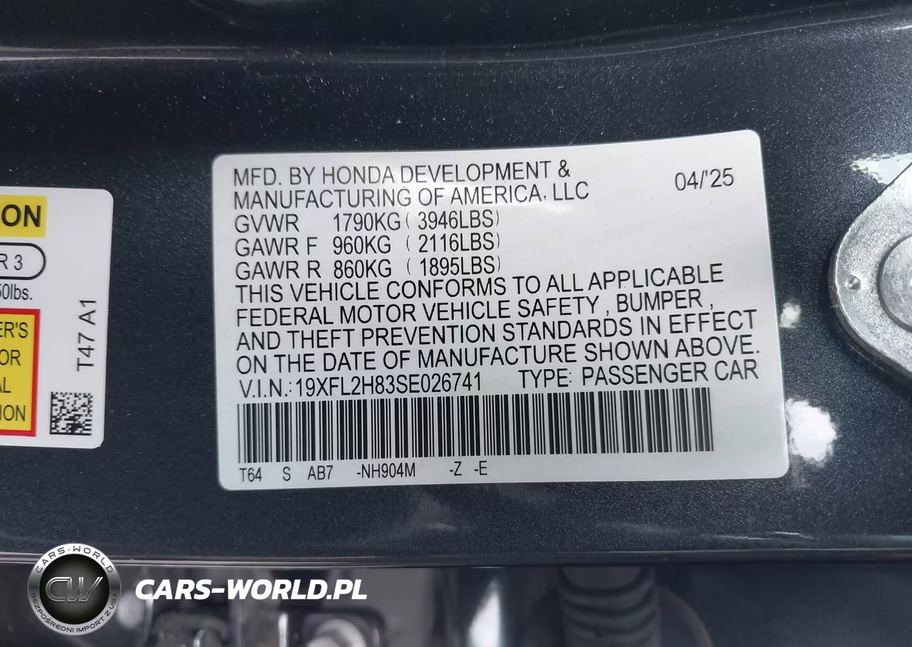 2025 Honda Civic Sedan Sport VIN:19XFL2H83SE026741 - 9