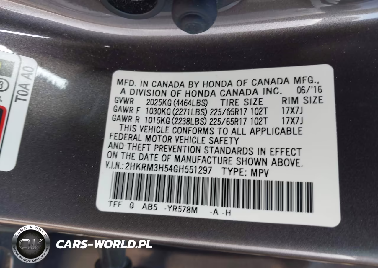 2016 Honda Cr-V Ex VIN:2HKRM3H54GH551297 - 9