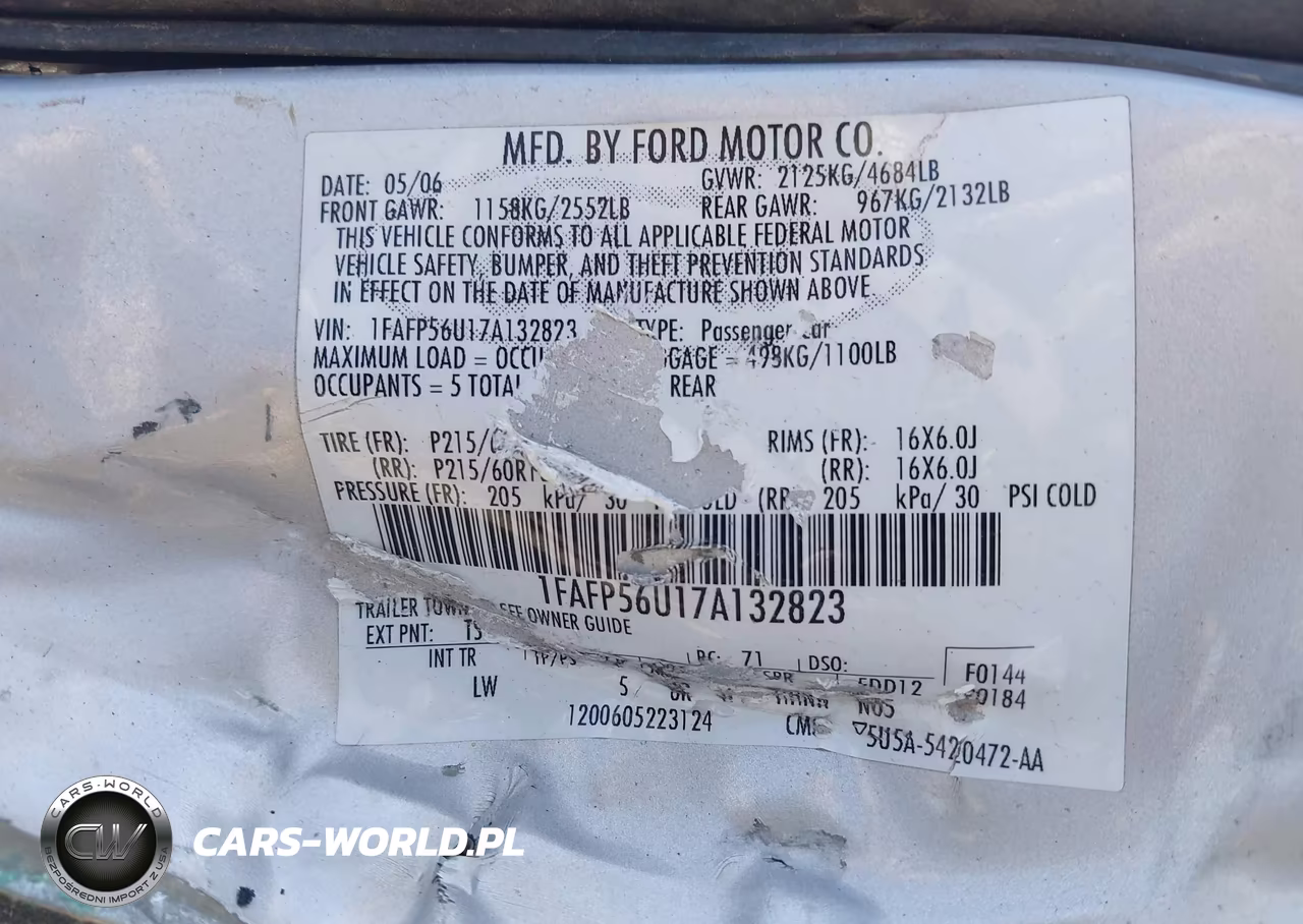 2007 Ford Taurus Sel VIN:1FAFP56U17A132823 - 9