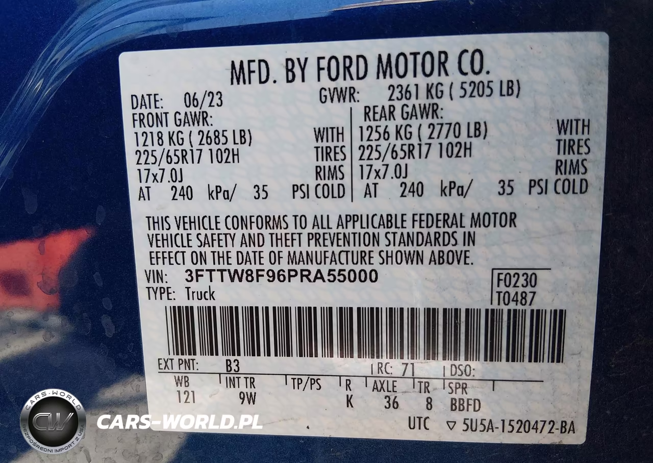 2023 Ford Maverick Xl VIN:3FTTW8F96PRA55000 - 9
