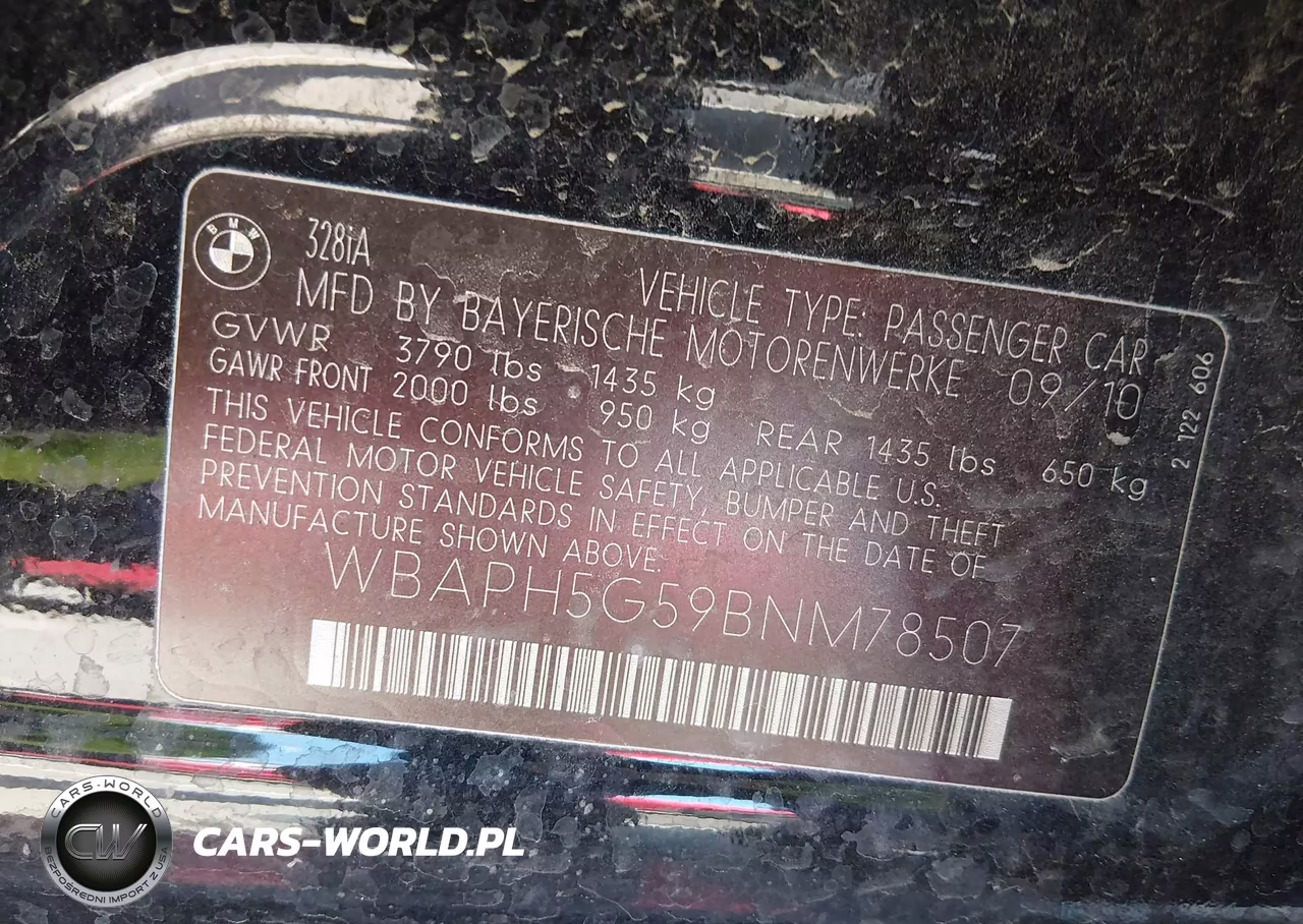 2011 BMW 328I VIN:WBAPH5G59BNM78507 - 9
