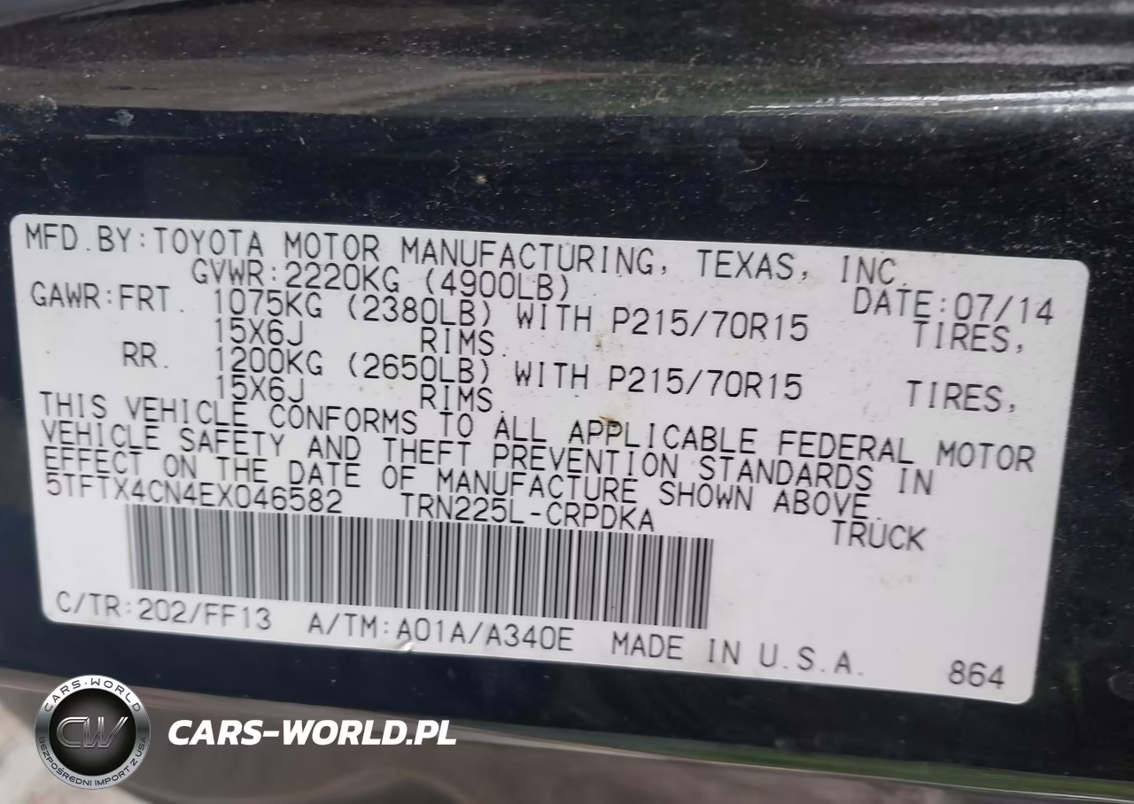 2014 Toyota Tacoma VIN:5TFTX4CN4EX046582 - 9