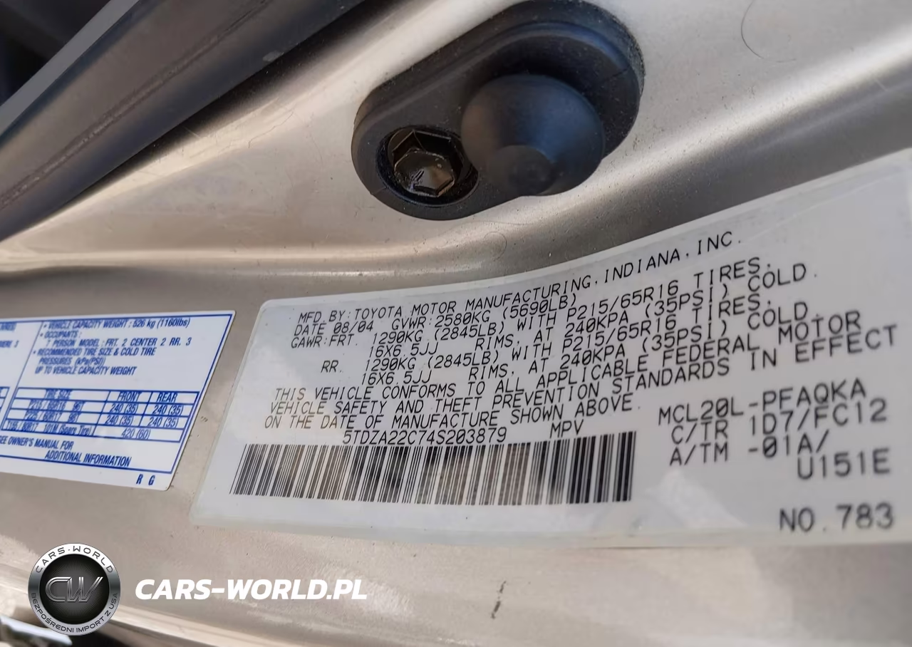 2004 Toyota Sienna Xle VIN:5TDZA22C74S203879 - 9