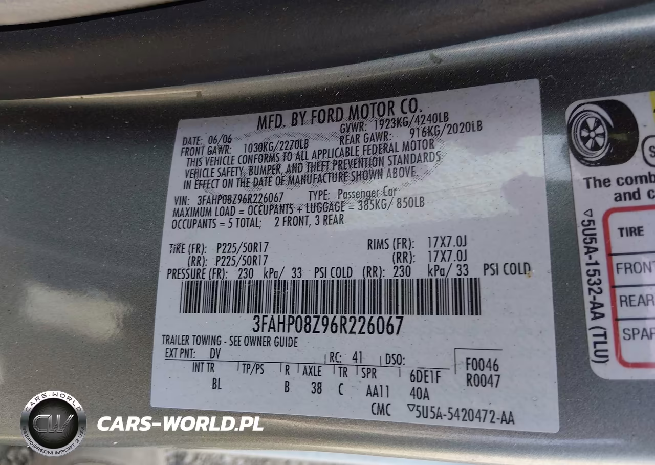 2006 Ford Fusion Sel VIN:3FAHP08Z96R226067 - 9