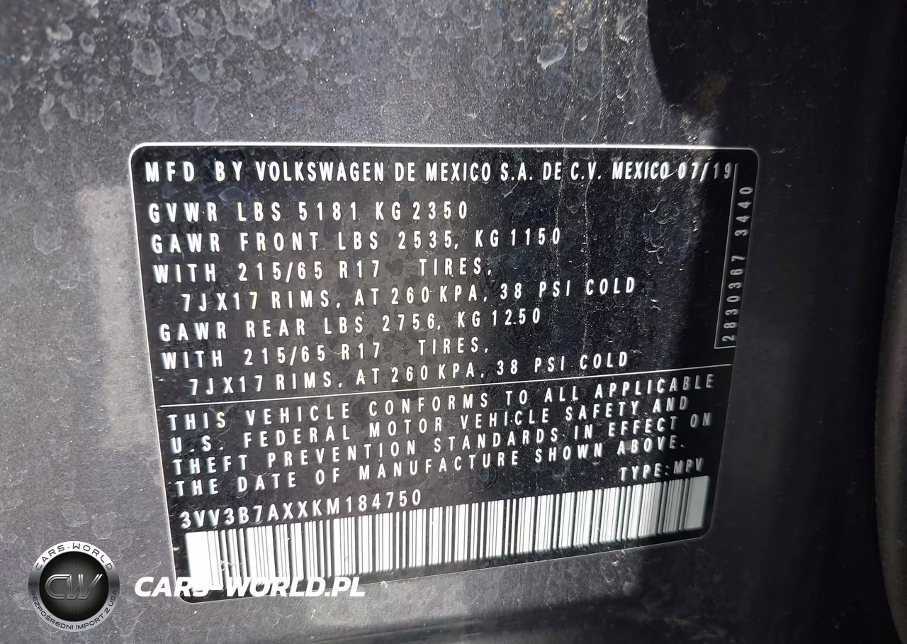 2019 Volkswagen Tiguan 2.0T Se-2.0T Sel-2.0T Sel R-Line-2.0T Sel R-Line Black VIN:3VV3B7AXXKM184750 - 9
