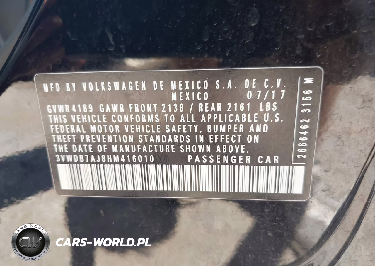2017 Volkswagen Jetta 1.4T Se VIN:3VWDB7AJ8HM416010 - 9