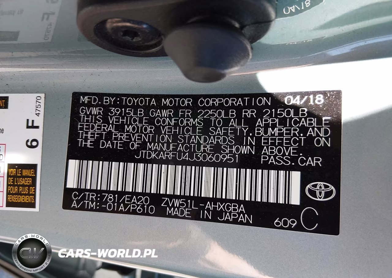 2018 Toyota Prius Four VIN:JTDKARFU4J3060951 - 9